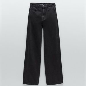 Zara high-rise black wide leg jeans